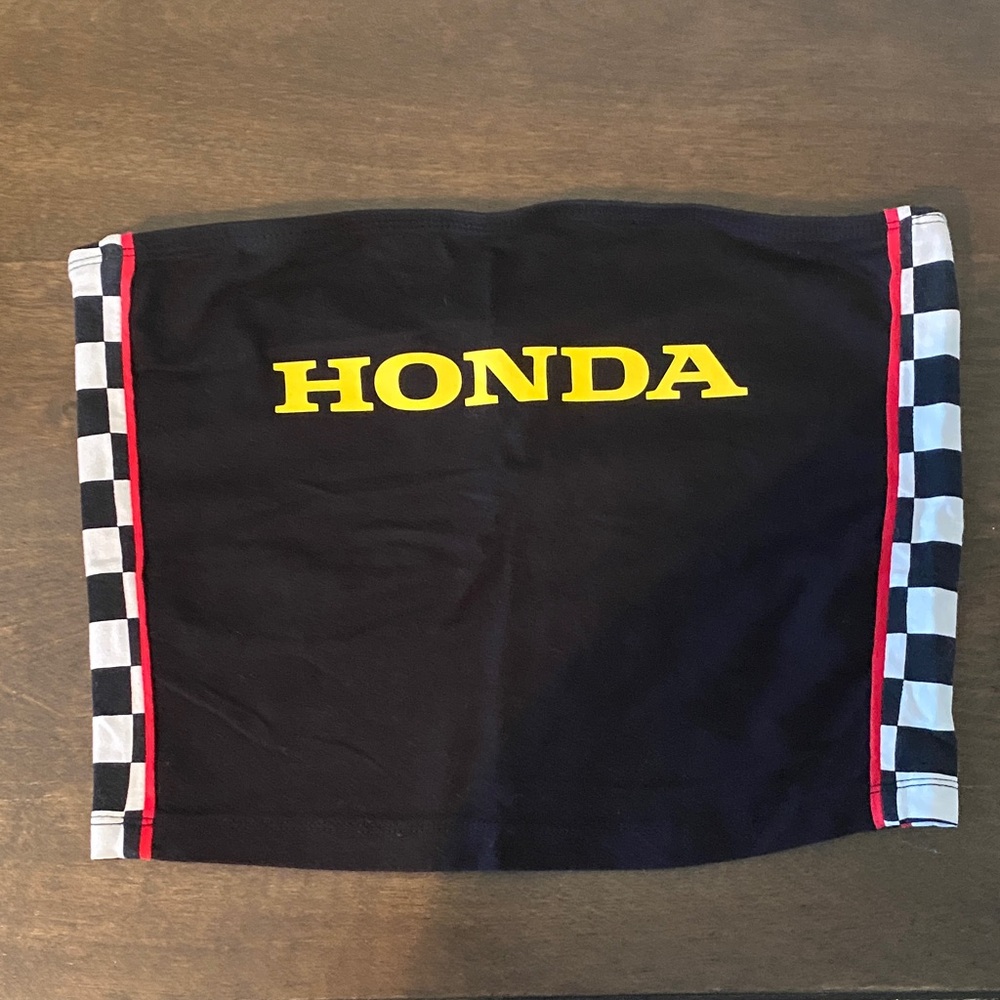 Forever 21 Black Tube Top with Red Honda Logo